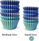 300PCS Mini Gradient Cupcake Liners Cupcake Cups 6 Designs Blue Gradient Cupcake Papers Baking Cups Cupcake Wrappers (Small Size)